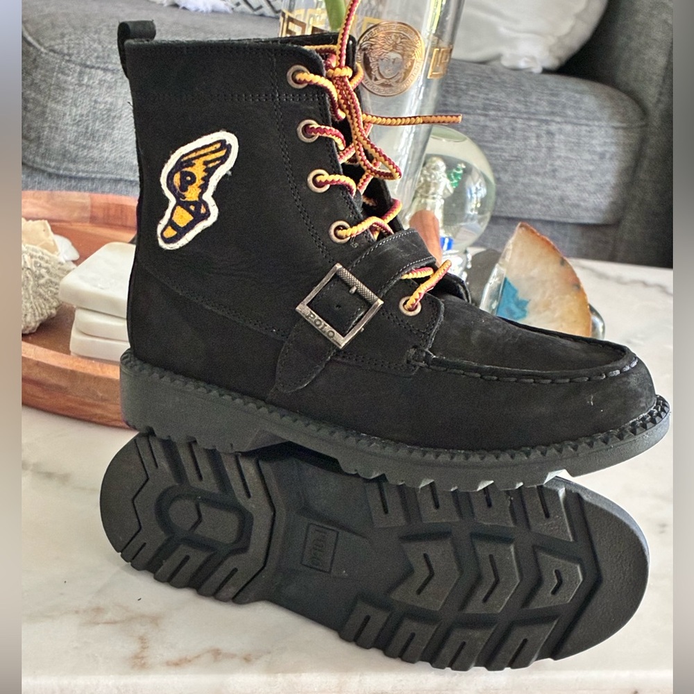 Polo by Ralph Lauren Black Kids Boots. Like new. My son wore them twice at home